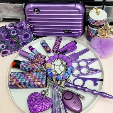 purple self-defense keychains set